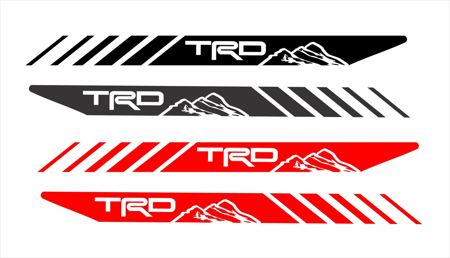 TRD Mountain Stripes Decal for Toyota Tacoma - Custom Bedside Vinyl Sticker with Bold Mountain & Stripes Design-set of two