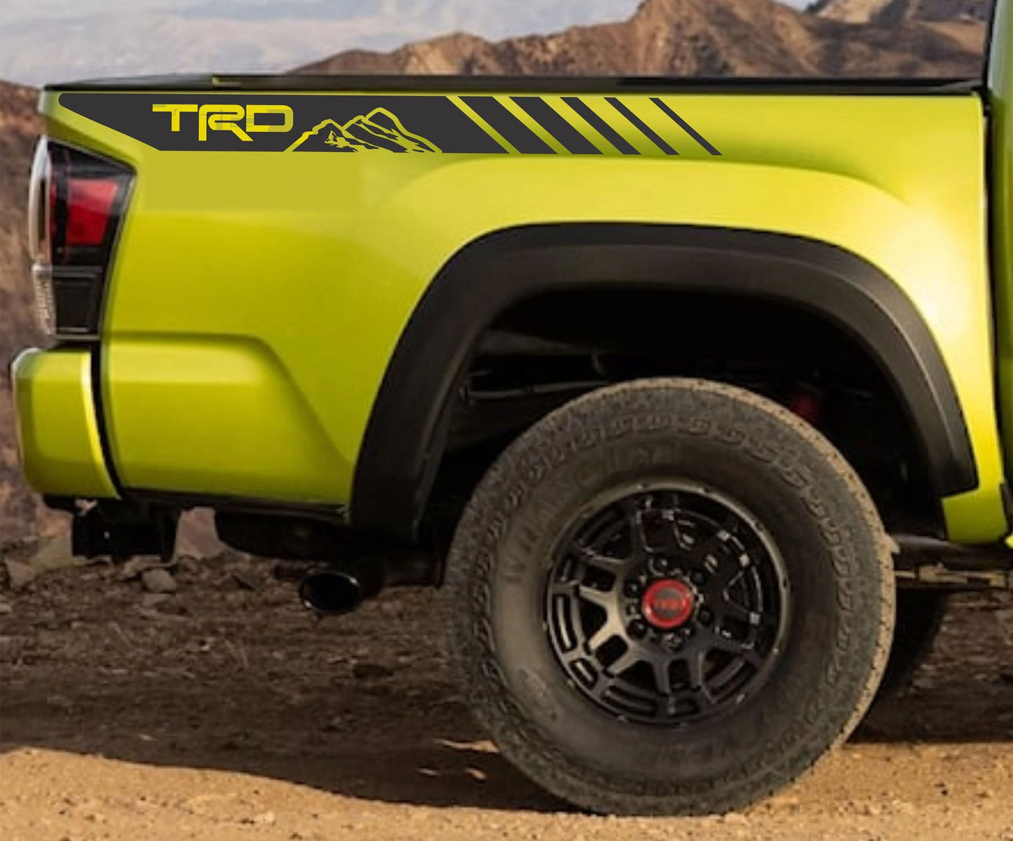 TRD Mountain Stripes Decal for Toyota Tacoma - Custom Bedside Vinyl Sticker with Bold Mountain & Stripes Design-set of two