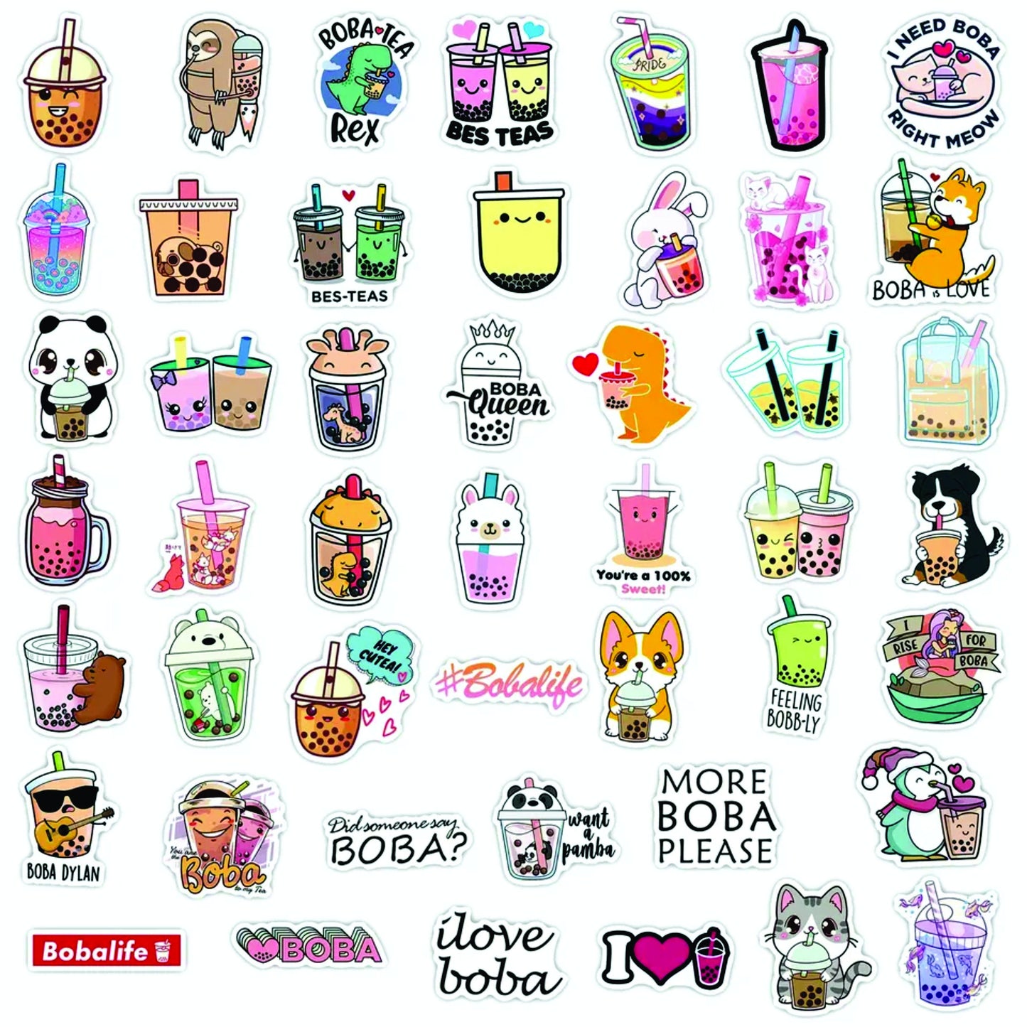 Pearl Milk Tea Sticker Pack, Boba Bubble, Cute Kawaii Coffee Stickers, For Girl Children, Notebook Schedule, Luggage Diy Drinks, Tumblers
