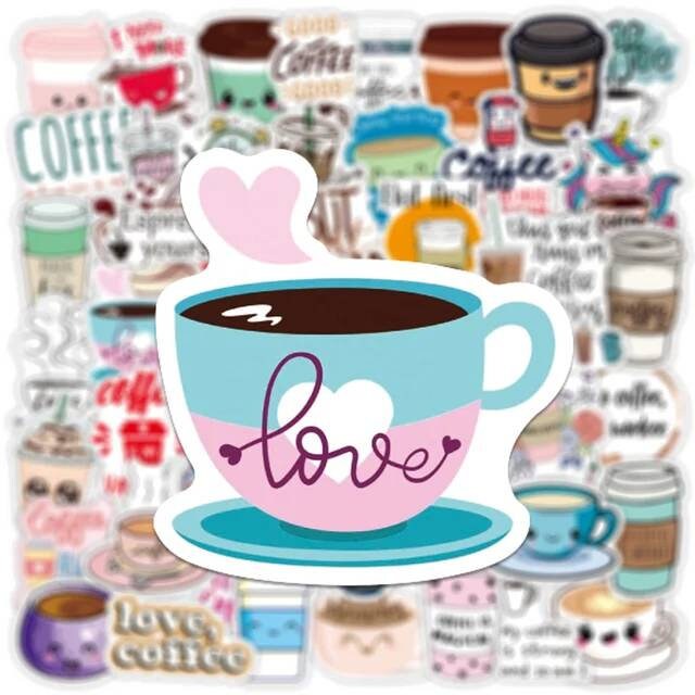 50 Pcs Cute Coffee Milk, Bubble Tea Stickers, Waterproof Sticker pack for Laptop Water Bottle Notebook, Tumblers, Vinyl Stickers