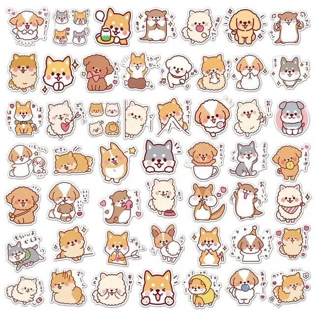 Cute Cartoon lovely Fluffy Dog Stickers Pack,Doggy, Puppy Doodle Stickers for girls,laptop, Tumblers, Waterproof