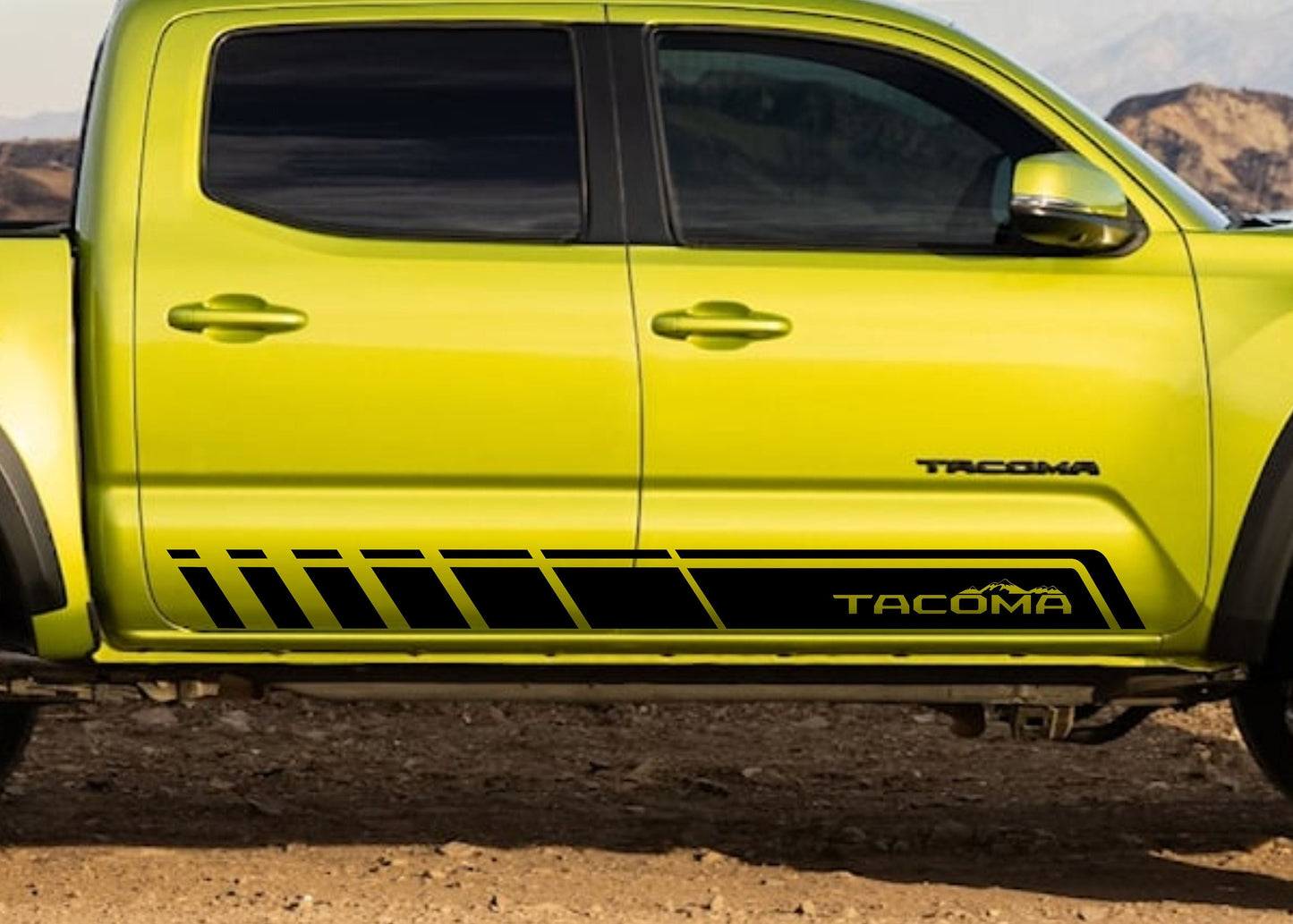 Toyota Tacoma Wild Mountains ROCKER PANEL Vinyl Decal Sticker Graphics Kit, Tacoma door decal