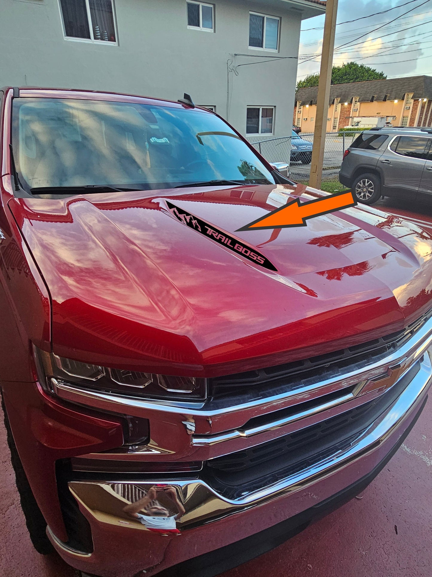 Chevy Silverado 2019-2024 Hood Spear Vinyl Decal Sticker - TRAIL BOSS,RST, Z71, Turbocharged, Punisher, 1500, Silverado Hood Truck decal