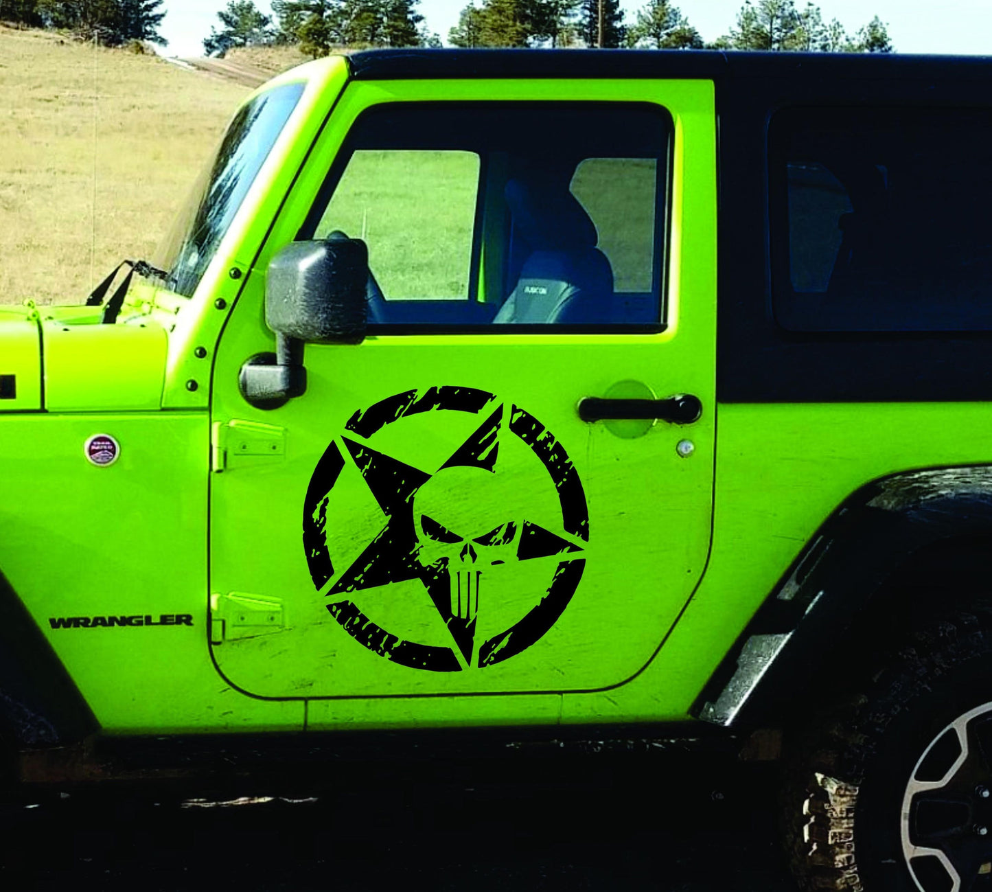 Military Star Door Decal, Military Army Star, Punisher Decal, Bigfoot decal, Flag Star Decal x2 multiples styles for Jeep and Trucks